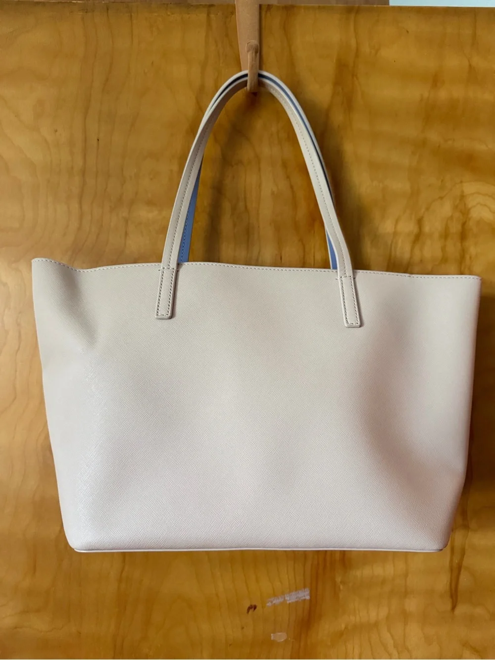 kate spade New York Leather Tote Light Tan Blue Interior Shoulder Bag - Picture 4 of 10